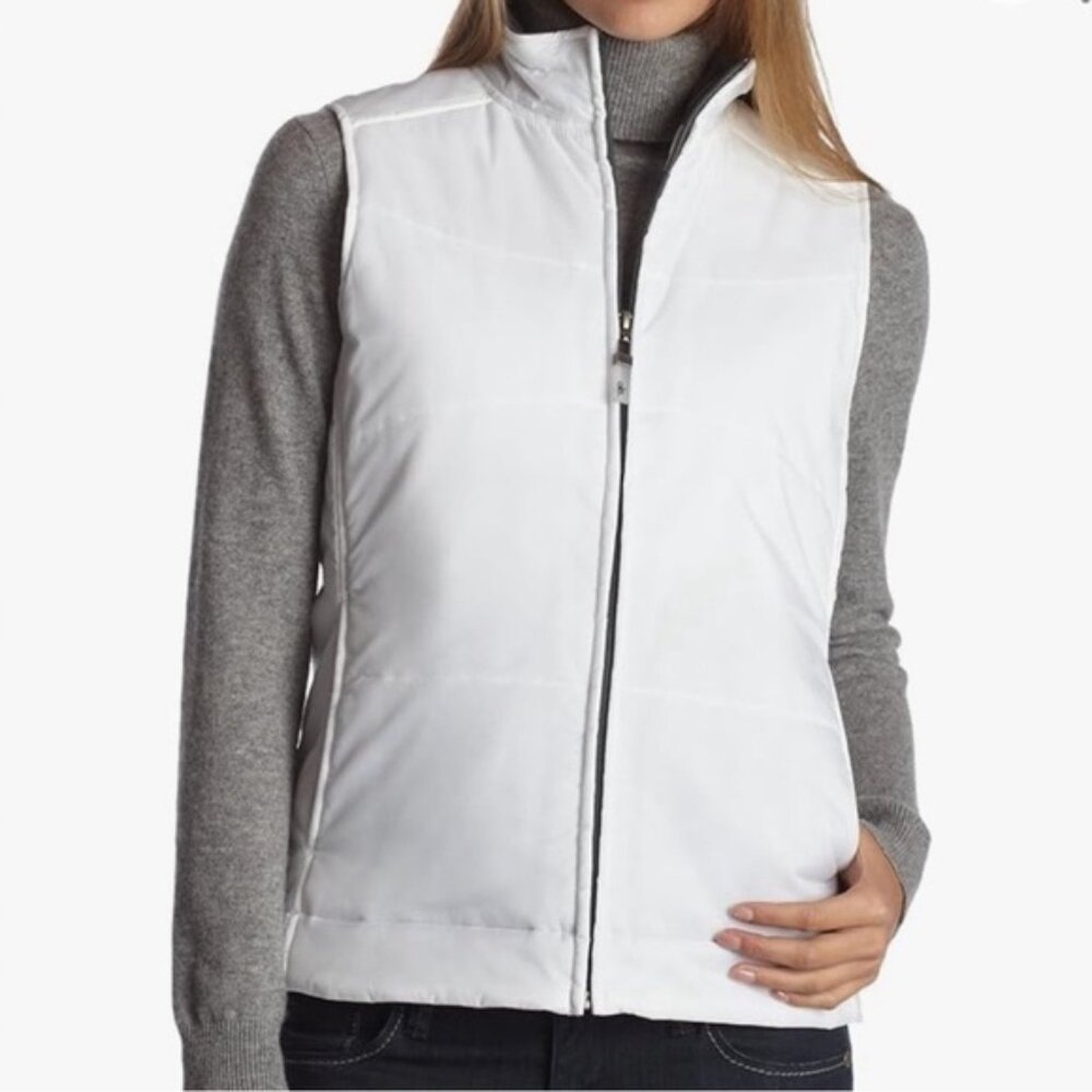 Alo Yoga Womens Size L White Puffer Quilted Full Zip Up High Collared Vest